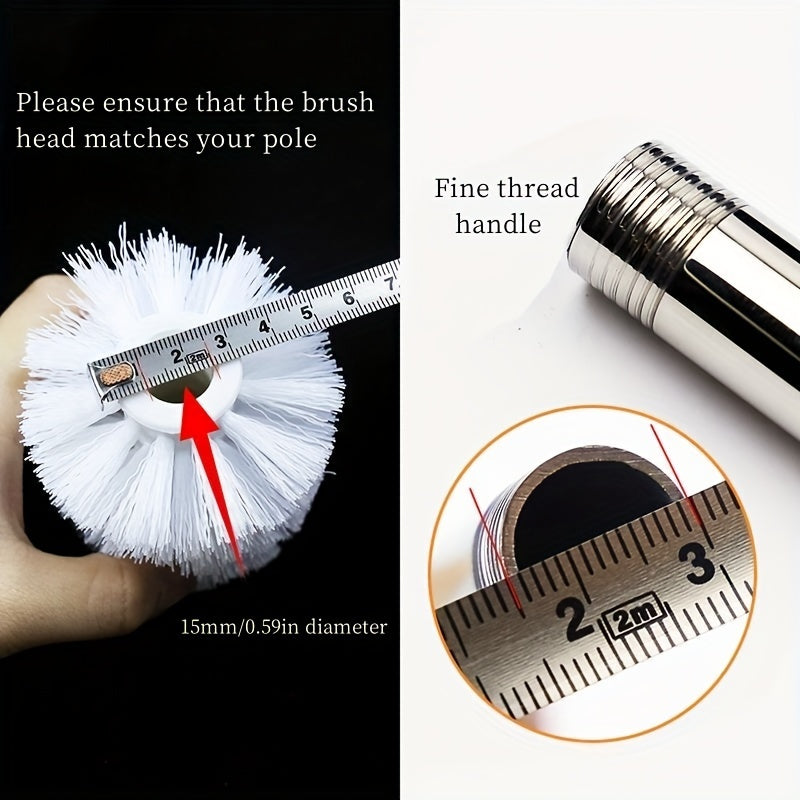Toilet Brush Set with Handle and 3 Replacement Heads, No-Dead-Corner Design