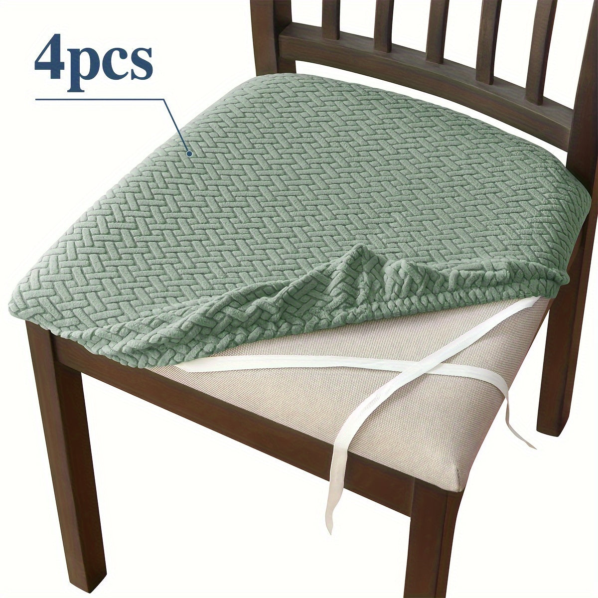 4/6 dona cho‘ziluvchan ovqatlanish stoli kreslolarining o‘rindiq qoplamalari, elastik moslash, bog‘lashlar, mashina yuviladigan