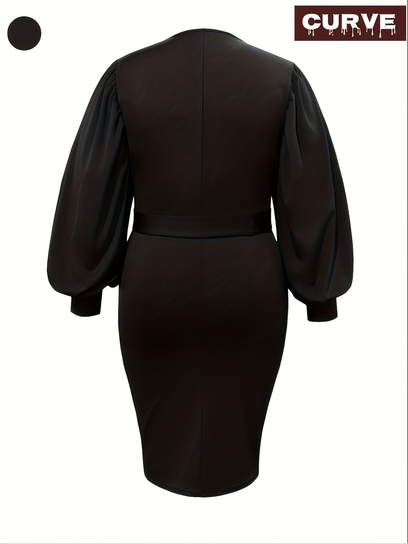 Women's Plus Size Solid Color Lantern Sleeve Long Sleeve Suspant Dress