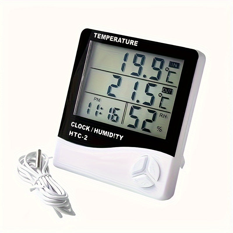 Digital Indoor Outdoor Thermometer Hygrometer with Clock Alarm Calendar