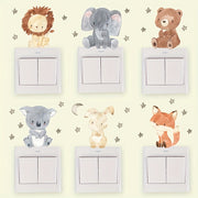 12 Cartoon Animal Wall Stickers for Kids Room Decor Lions Elephants Rabbits Set
