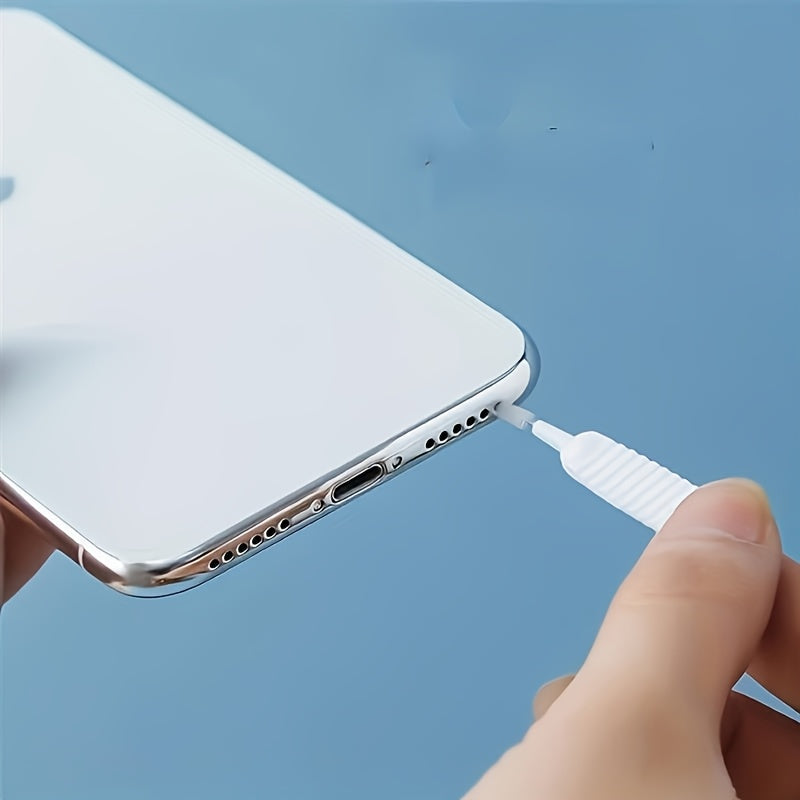 65мм Белый многофункциональный очиститель разъема для зарядки телефона с гибкой мини-щеткой для удаления пыли