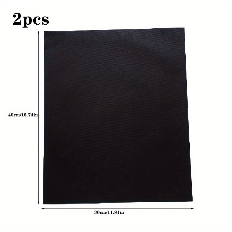 Set of 2 High-Temp Non-Stick Teflon BBQ Grill Mats for Outdoor Cooking