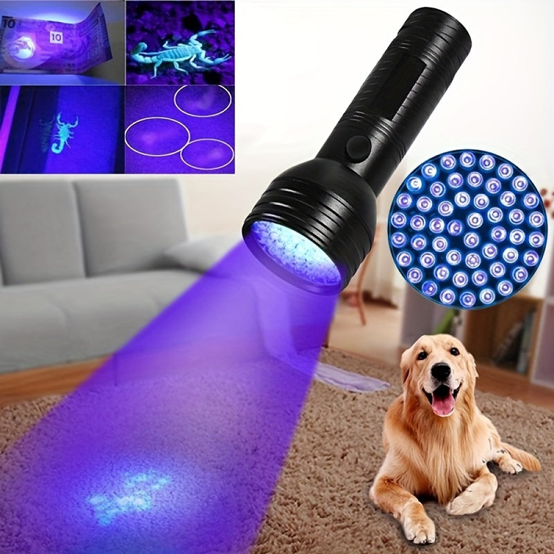 UV Blacklight Flashlight UV395nm Ultraviolet LED with Metal Body, Battery Powered, 21/51/100 LEDs