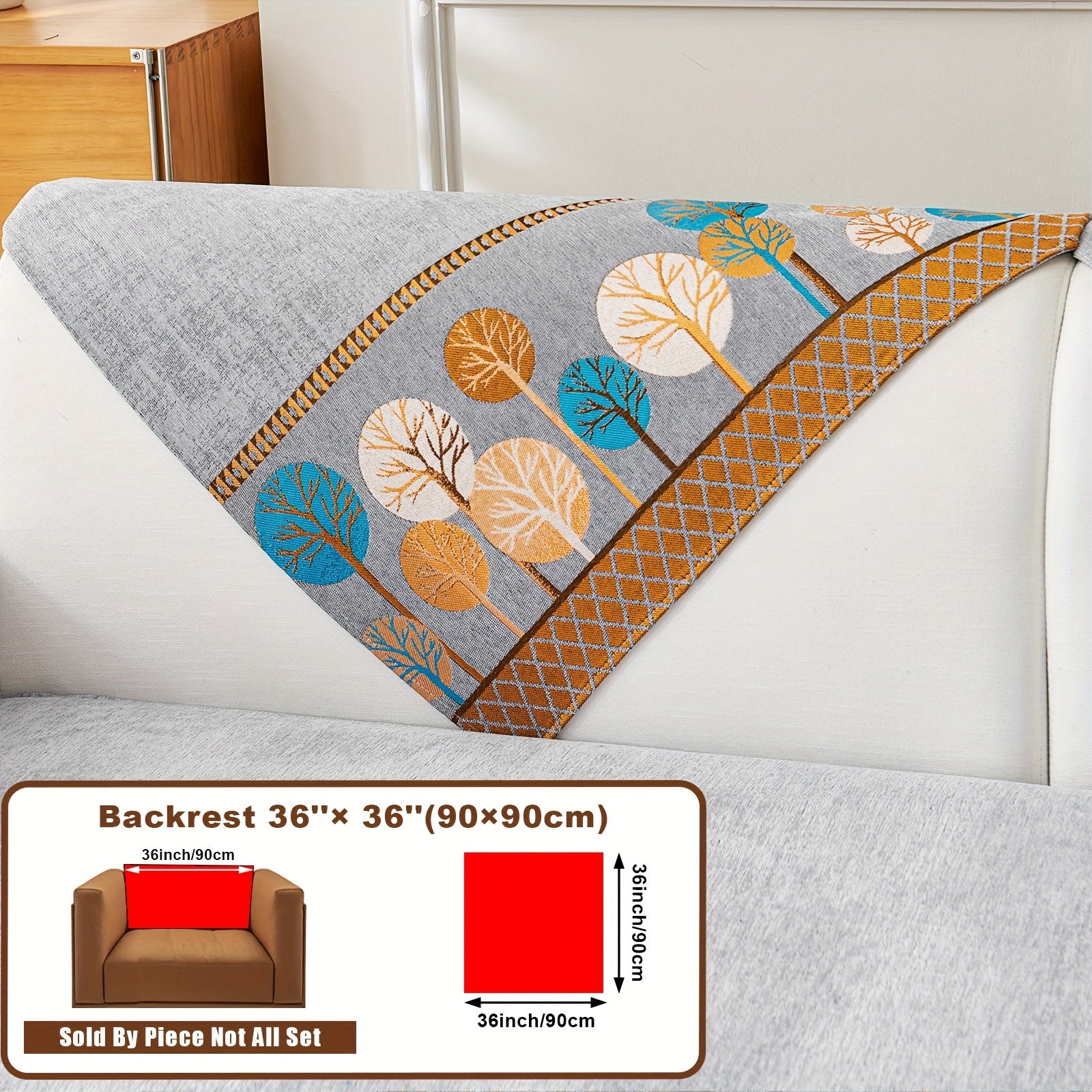 Boho Chic Jacquard Chenille Sofasi Qoplamasi Oygʻon Daraxt Mavzusi Boshqalar uchun Yoqimli Qattiq Yuvilishi Oʻz-oʻzidan yopishmaydigan Bardoshli Qalinlashtirilgan 4 oʻrindiqli kresloni mos keladi