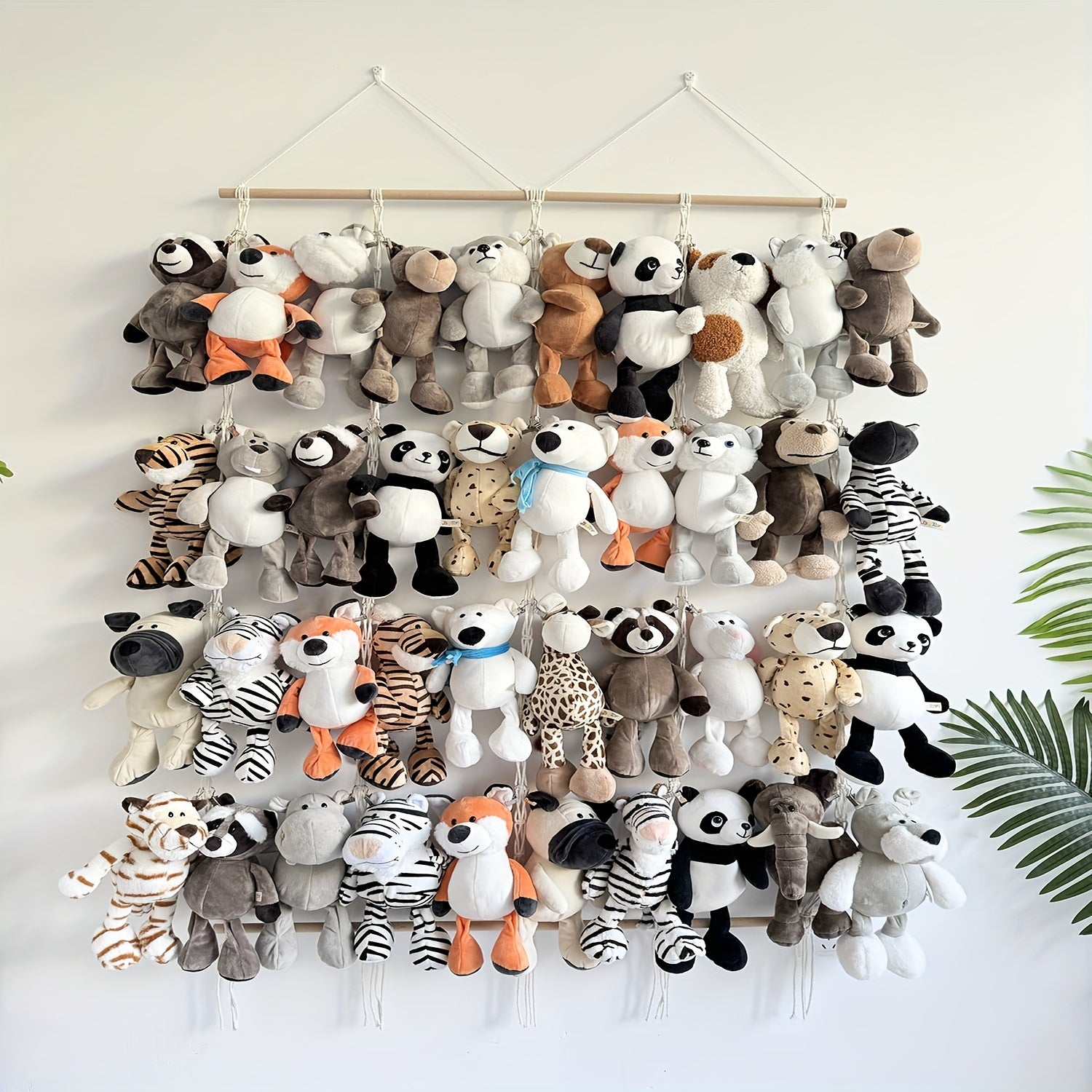 Bohemian Plush Toy Storage Rack with 26/40 Capacity for Living Rooms and Bedrooms