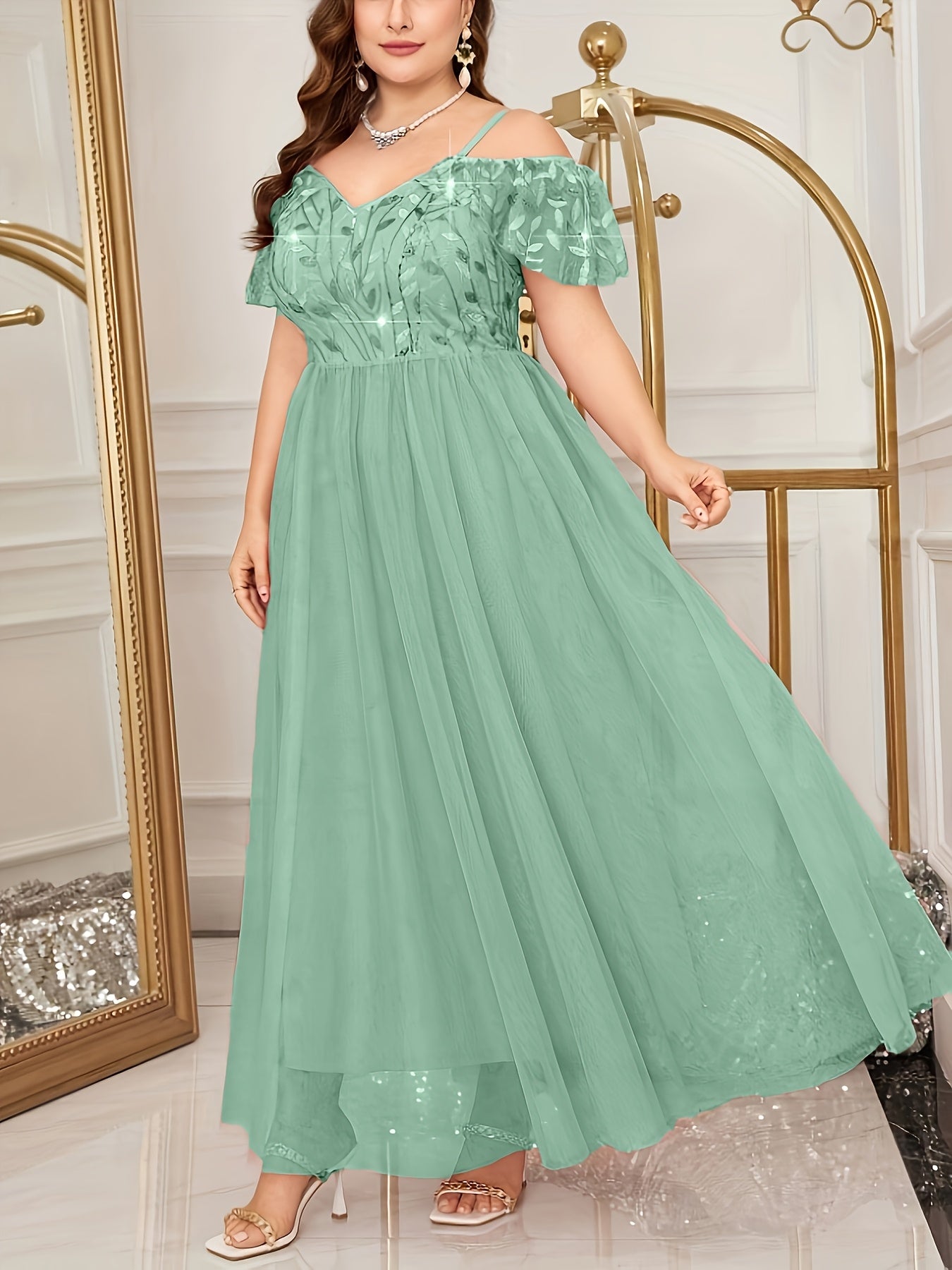 Plus Size Off-Shoulder Lace Dress for Women Light Pink Flowy A-Line