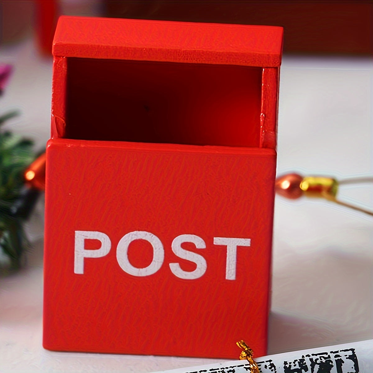 Miniature Wooden Dollhouse Mailbox for 1:12 Scale Indoor Decor Red