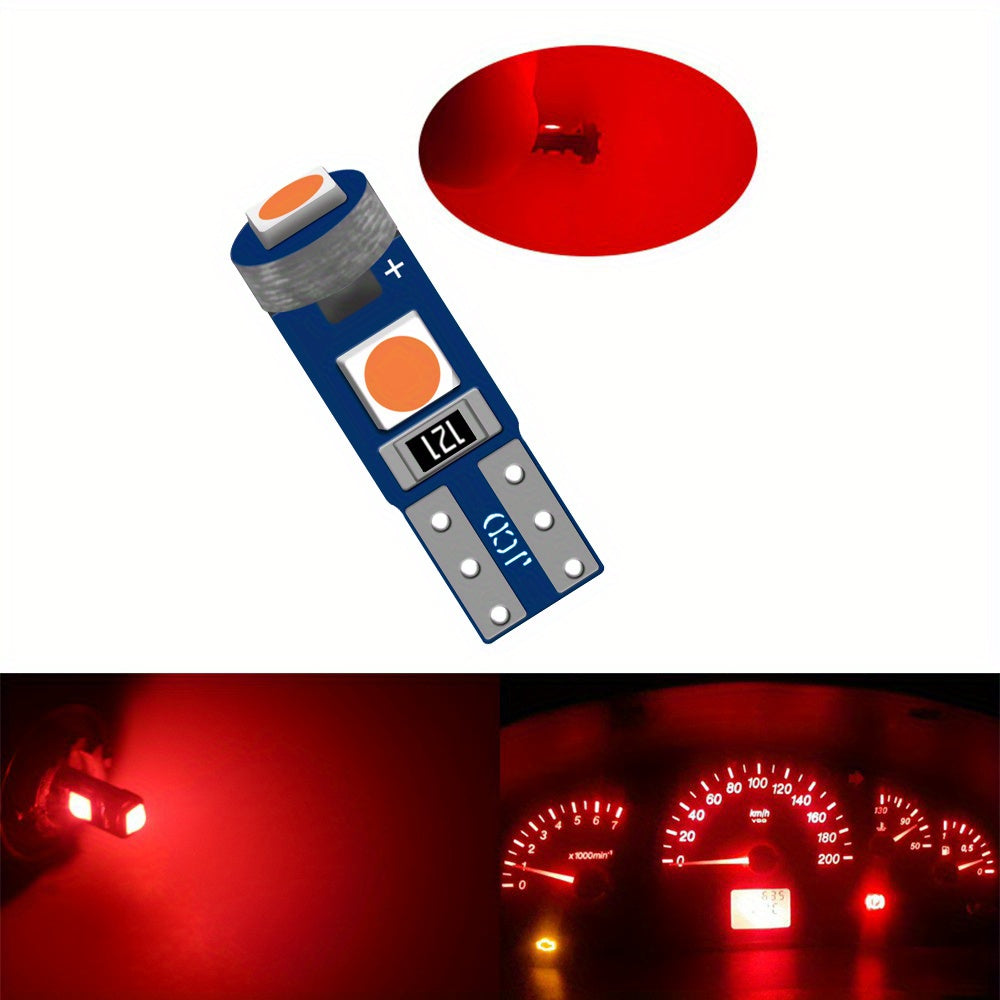 10 piezas de luces LED T5 para tablero de coche, lámpara interior, 12V, blanco brillante