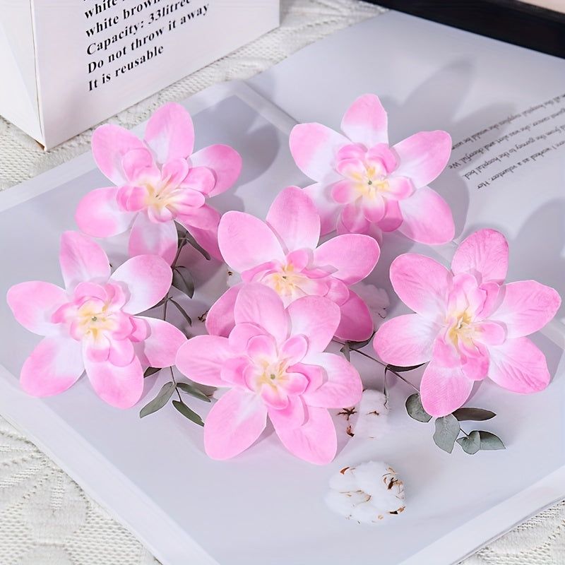20 ярких искусственных головок орхидей в различных цветах для DIY-украшений, изготовленных из прочного полиэстера без необходимости в батарейках. Подходят для Дня святого Валентина, Хэллоуина, Рождества, Пасхи, Дня благодарения и цветочного декора.