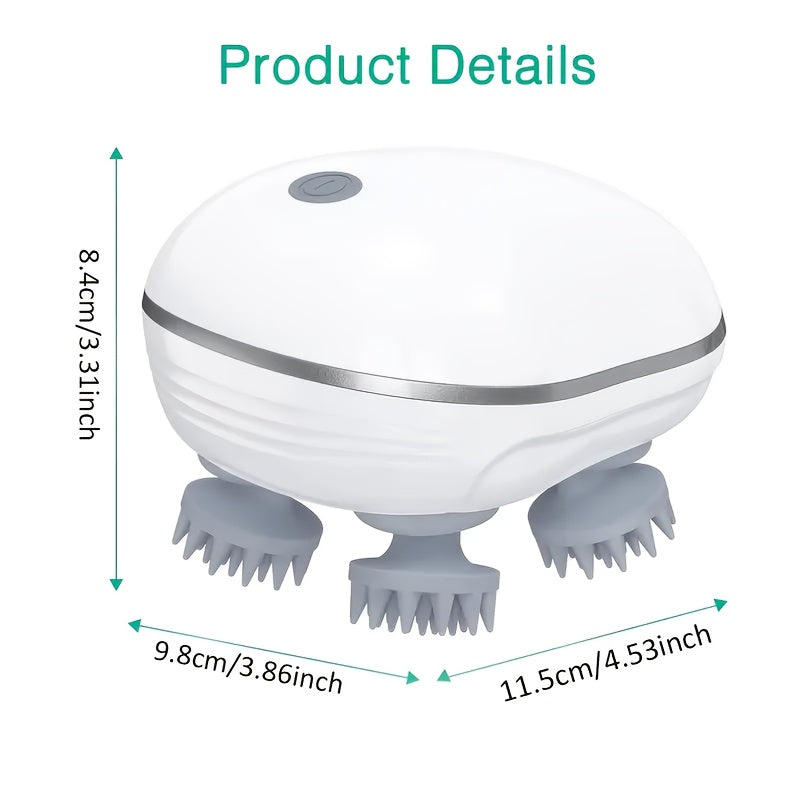 Электрический массажер для кожи головы с дизайном осьминога, перезаряжаемый через USB, с двумя скоростями для глубокого расслабления