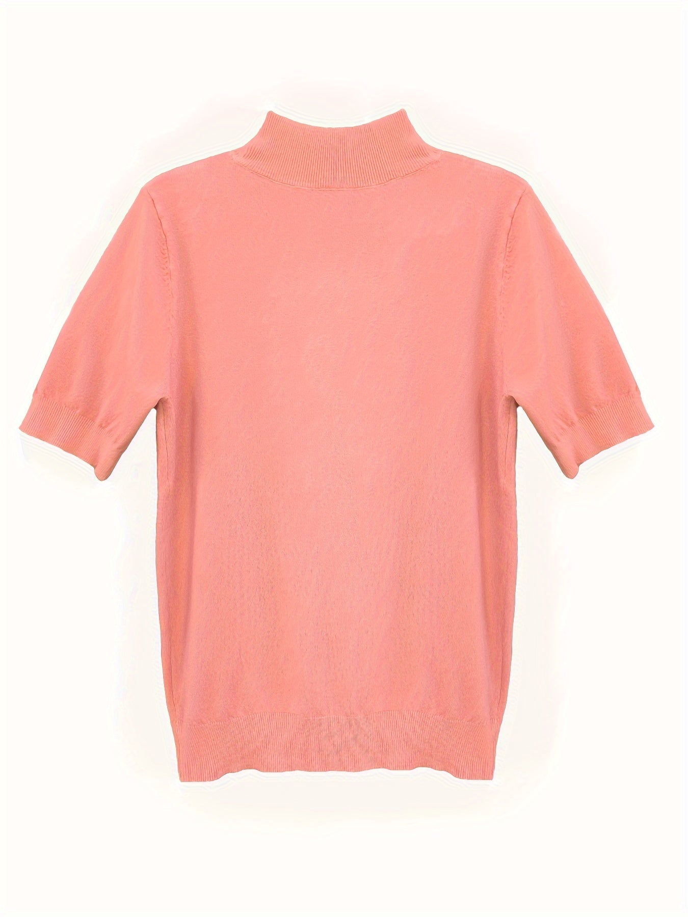 Suéter de punto para mujer con cuello alto de canalé, color sólido, para todas las estaciones