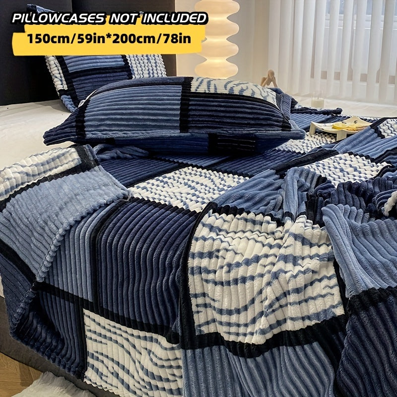 Yumshoq va qulay plush ko'rpa, plaid naqshiga ega, sayohat, divan, yotoq va uy bezatish uchun mukammal.