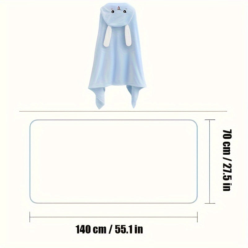 Мягкое и милое полотенце для купания с капюшоном в виде кролика для детей - с милым дизайном животного. Это полотенце с высокой впитываемостью, без запаха и машинной стирки. Идеально подходит для детей, размером 69,85x139,95 см синего цвета.