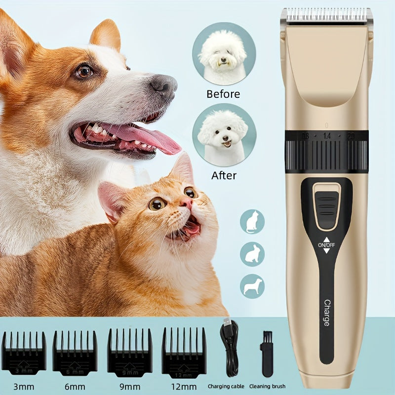 Rechargeable Electric Pet Hair Trimmer for Dogs and Cats with USB Charging and Guide Combs
