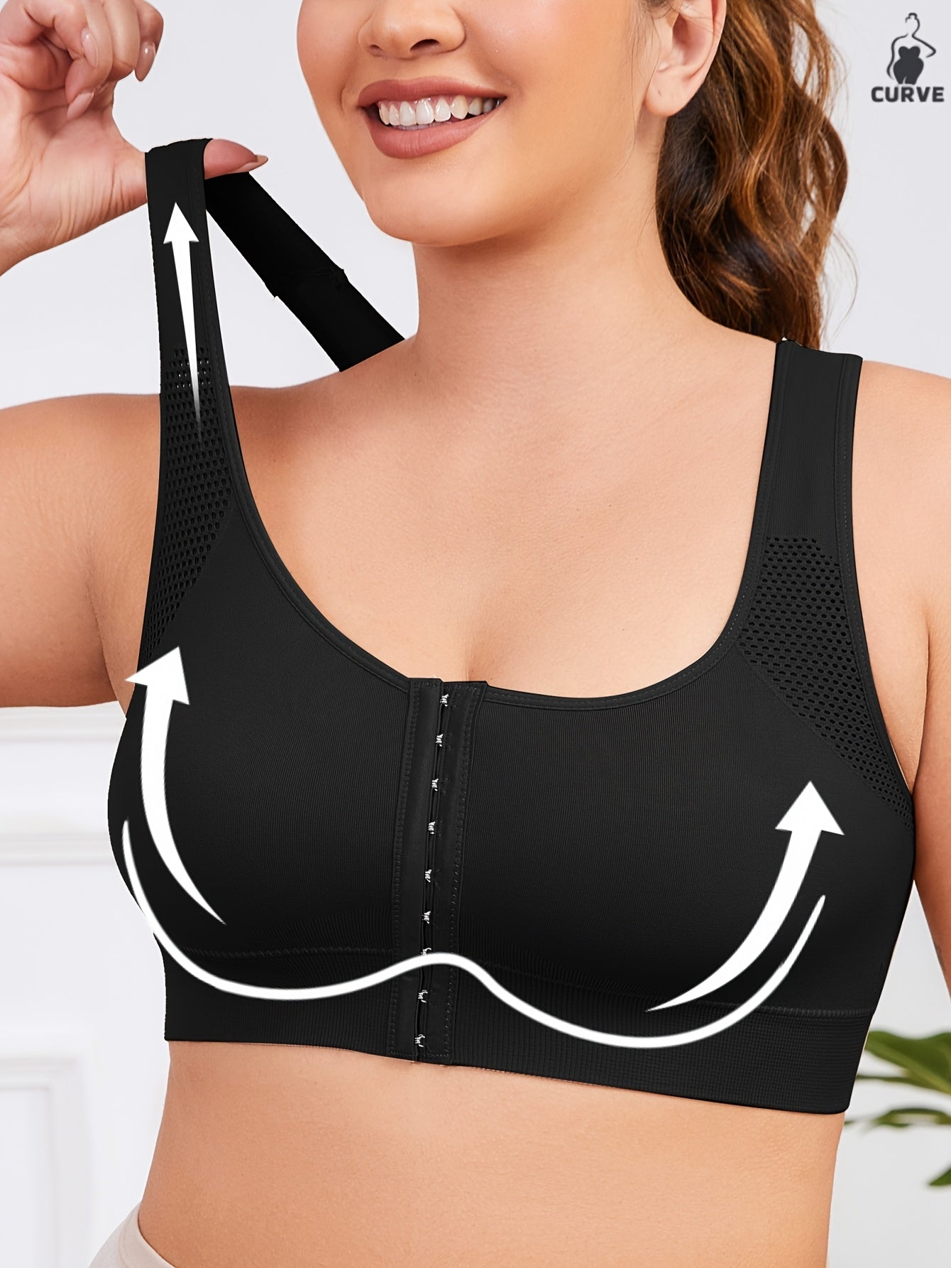 Plus Size Women's Sports Wireless Bra with Removable Pads and Adjustable Straps