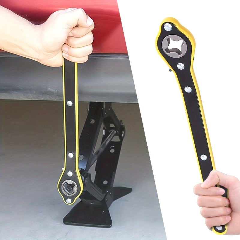 Auto Labor-Saving Ratchet Wrench with 360° Rotation, Ergonomic Handle, Black Yellow