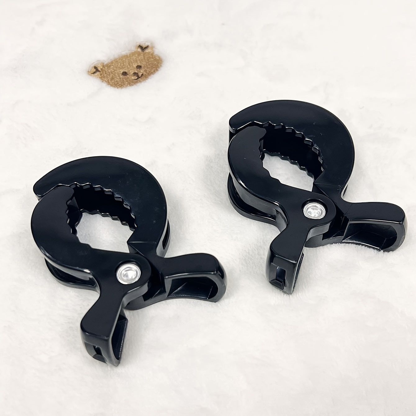 Set of 2 Black Stroller Clips ABS Plastic for Strollers and Accessories