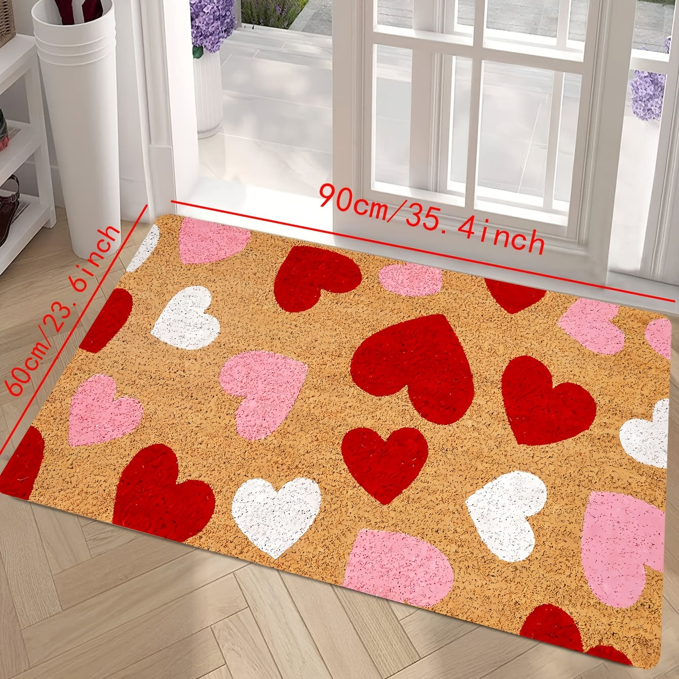 Valentine's Day Heart Door Mat Indoor Outdoor Stain-Resistant Polyester Rug