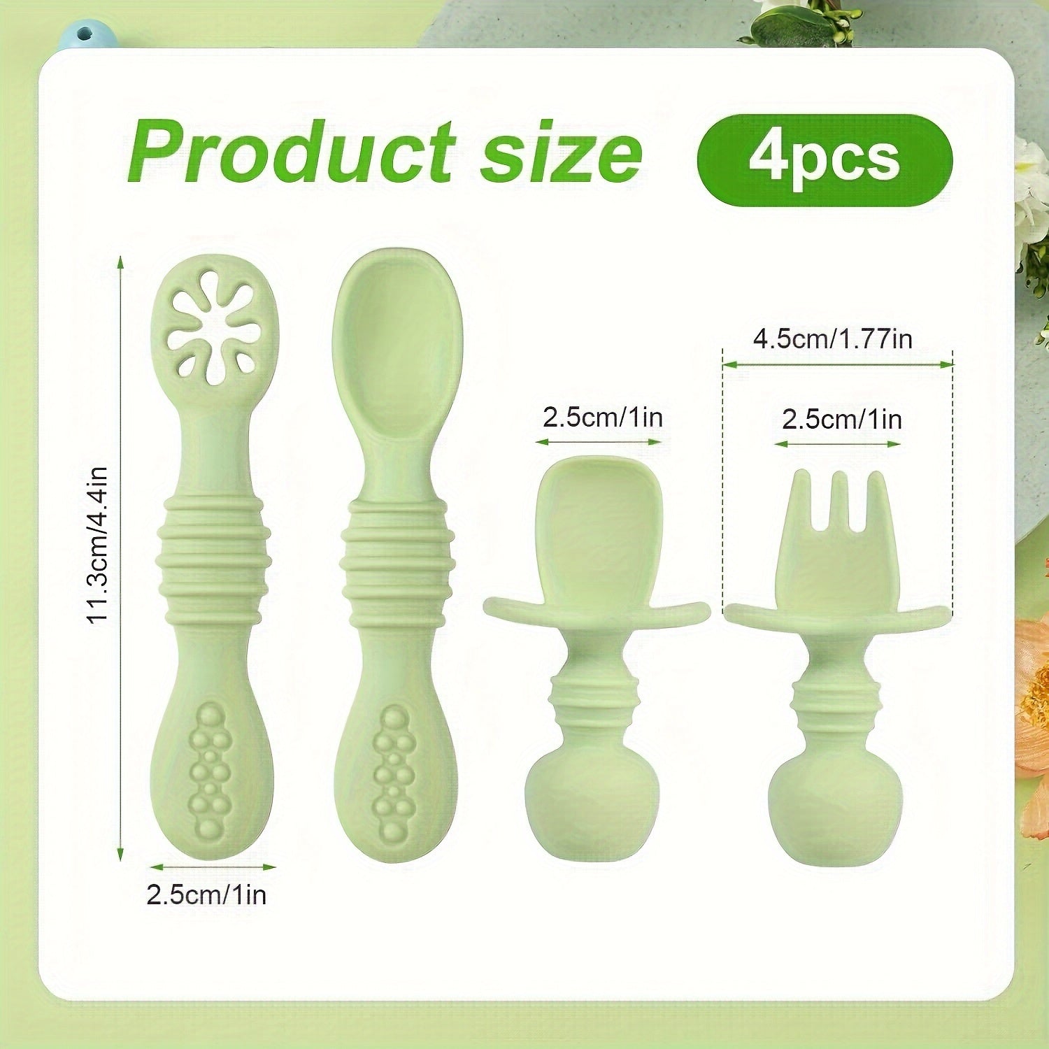 Silicone Baby Utensil Set Fork and Spoon for Soft Feeding and Training