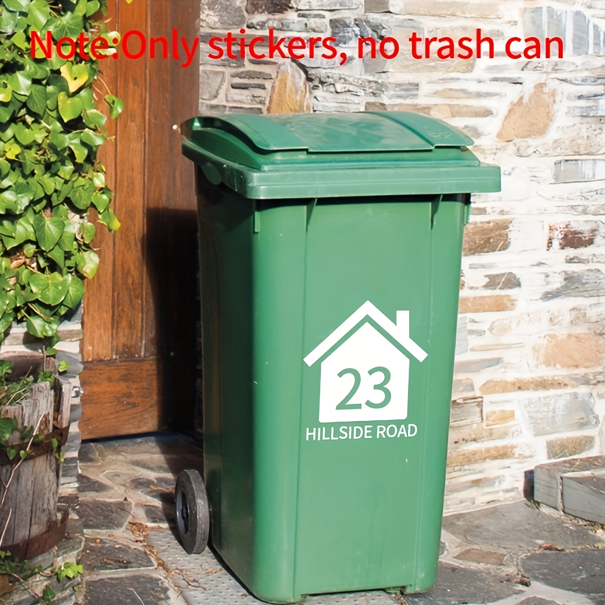 Personalized Custom Vinyl Bin Number Stickers Waterproof House Number and Street Name Decals 1-5 Pieces