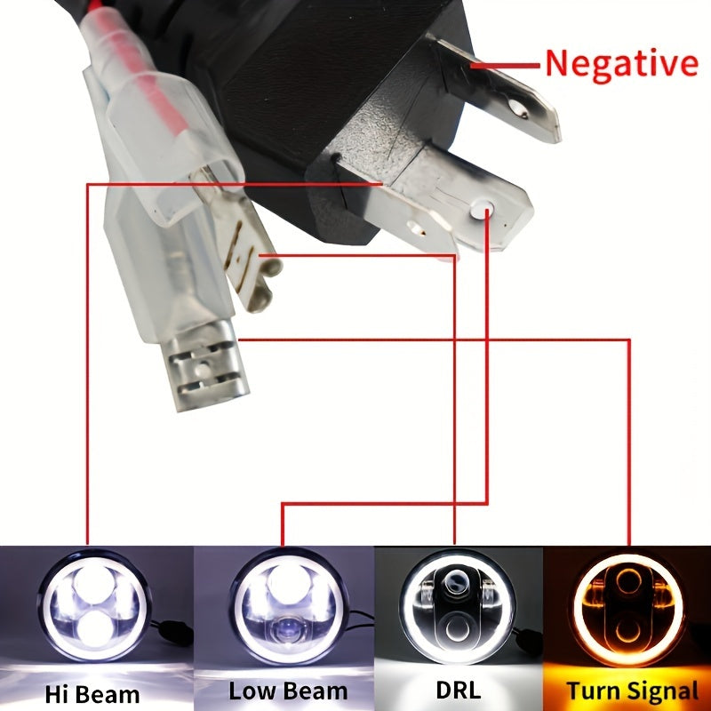 Farola de motocicleta LED de cromo negro de 5.75 pulgadas con halo DRL y señal de giro