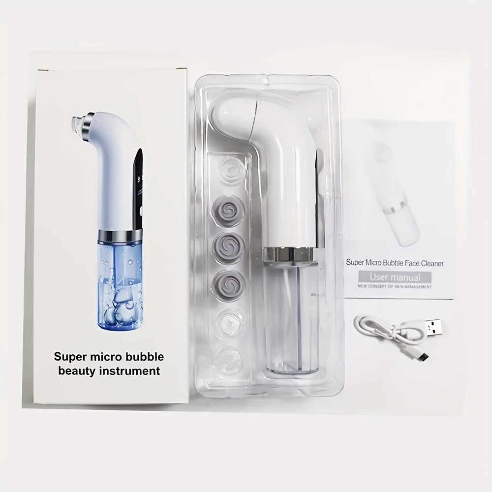 USB Rechargeable Facial Cleansing Device with 6 Heads Blackhead Remover for Skin Care