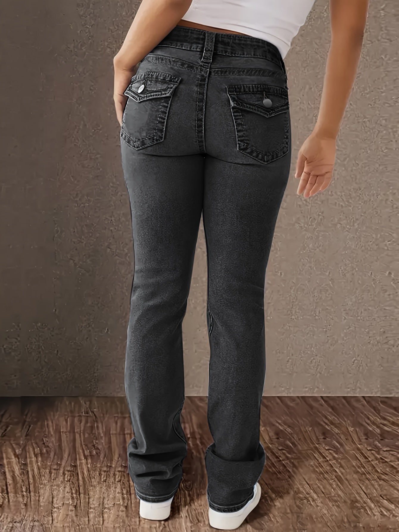 Jeans de mezclilla de talla grande para mujer de tiro alto y corte recto, pantalones con bolsillos, tela duradera