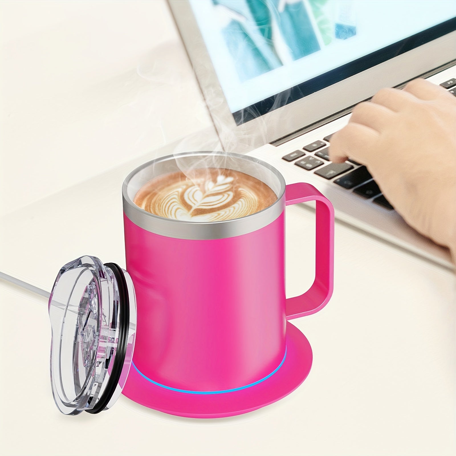 Electric Self-Heating Coffee Mug Set with 10H Auto Shut-Off USB Powered Stainless Steel