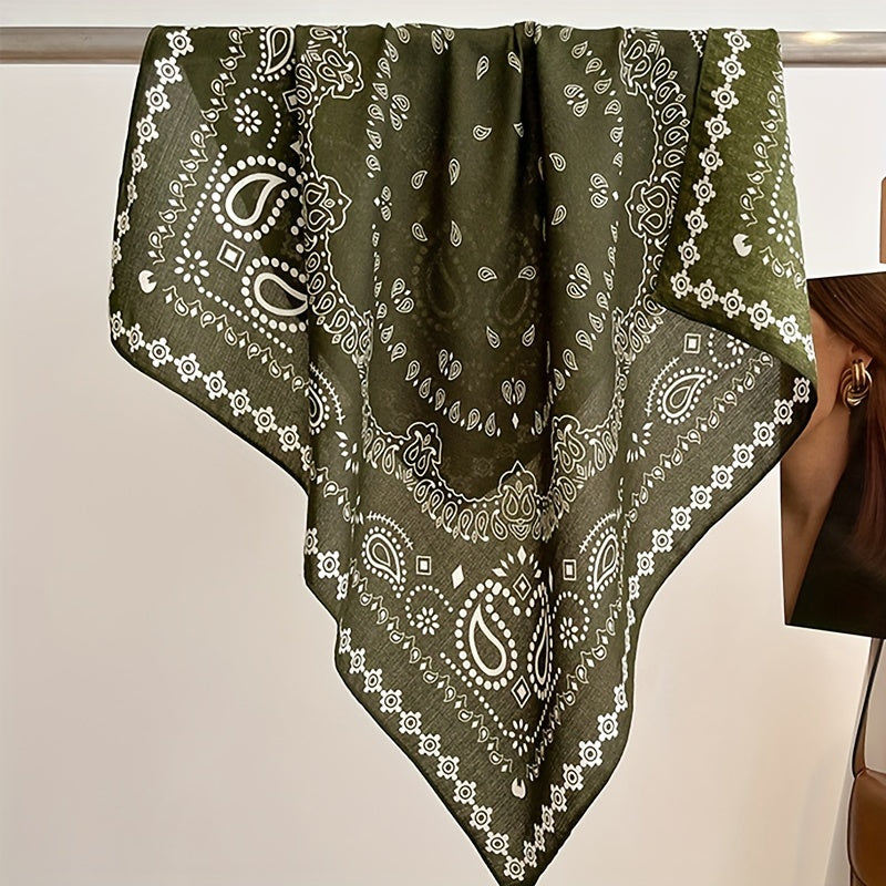 Модный квадратный бандана-шарф с принтом кешью в богемном стиле, универсальный платок для шеи для весенних и осенних аксессуаров