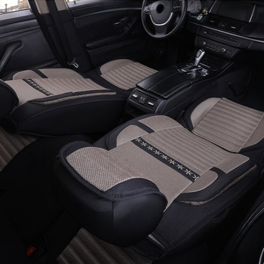 Universal Beige Car Seat Cushion Full Coverage Breathable Wear-Resistant