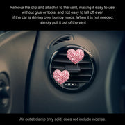 2PCS Clips de difusor de aroma para coche en forma de corazón de cristal, accesorios decorativos para coche