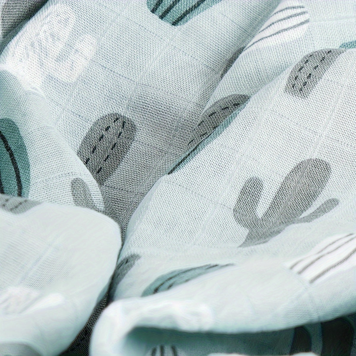 Baby Swaddle Blanket Soft Bamboo 2-Layer Plant Print for Sleep and Play