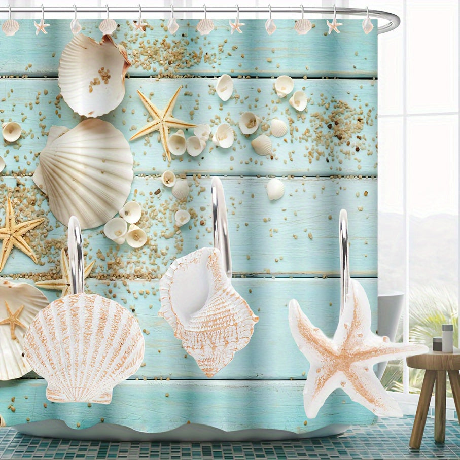 12 piezas de ganchos de concha de playa para baño para cortina de ducha y decoración