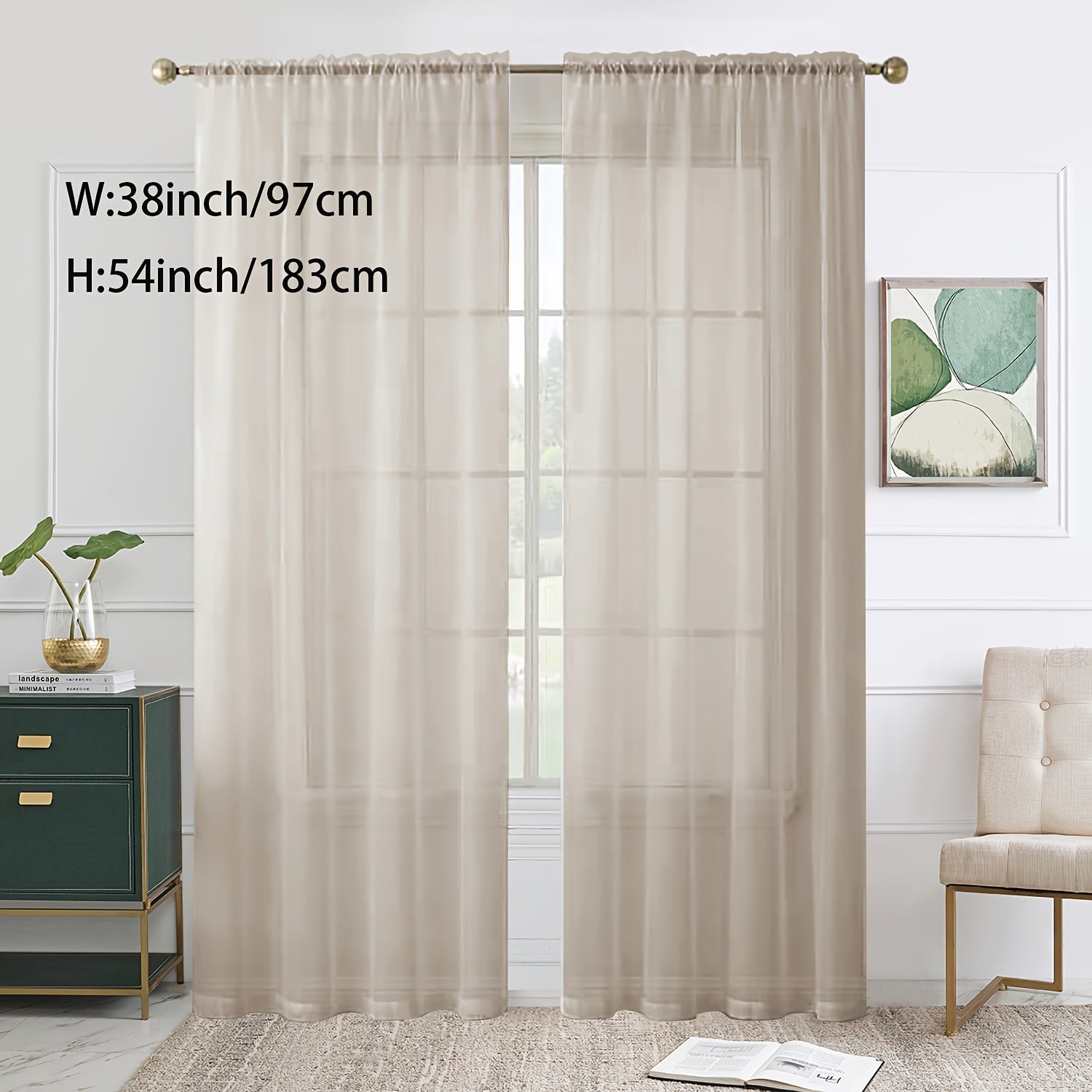 Sheer Curtain Single Panel Light Filtering Privacy Rod Pocket for Living Room Bedroom Kitchen