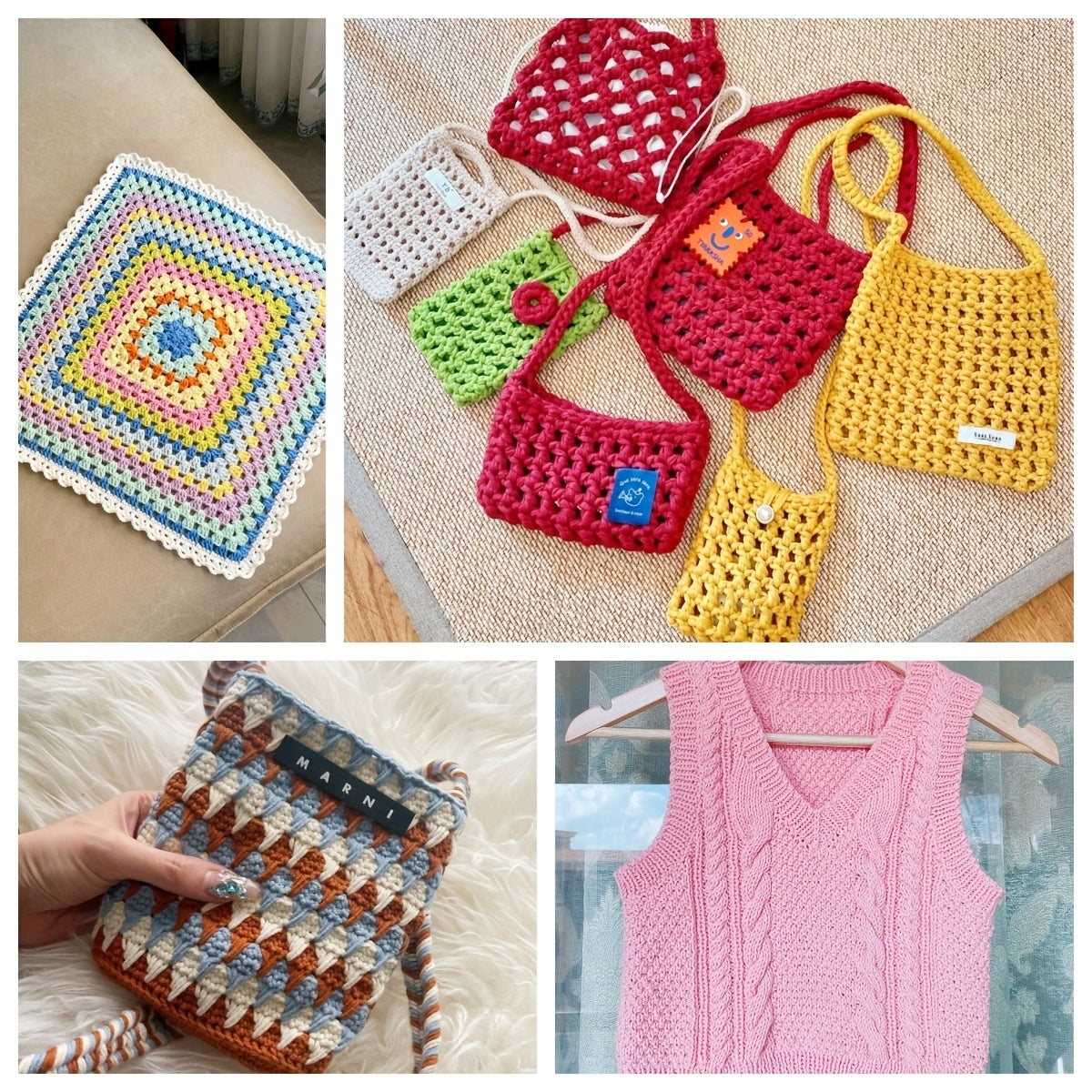 Morandi Color Yarn Set with 4 Strands 50g for Crochet Projects Blanket Clothes Tote Bag Slippers