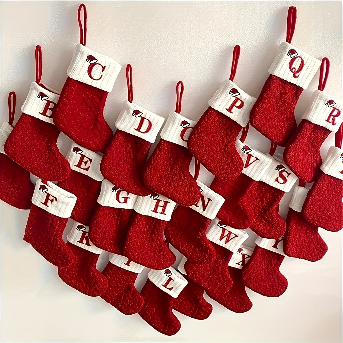 Knitted Polyester Stockings with Personalized Initials for Festive Parties