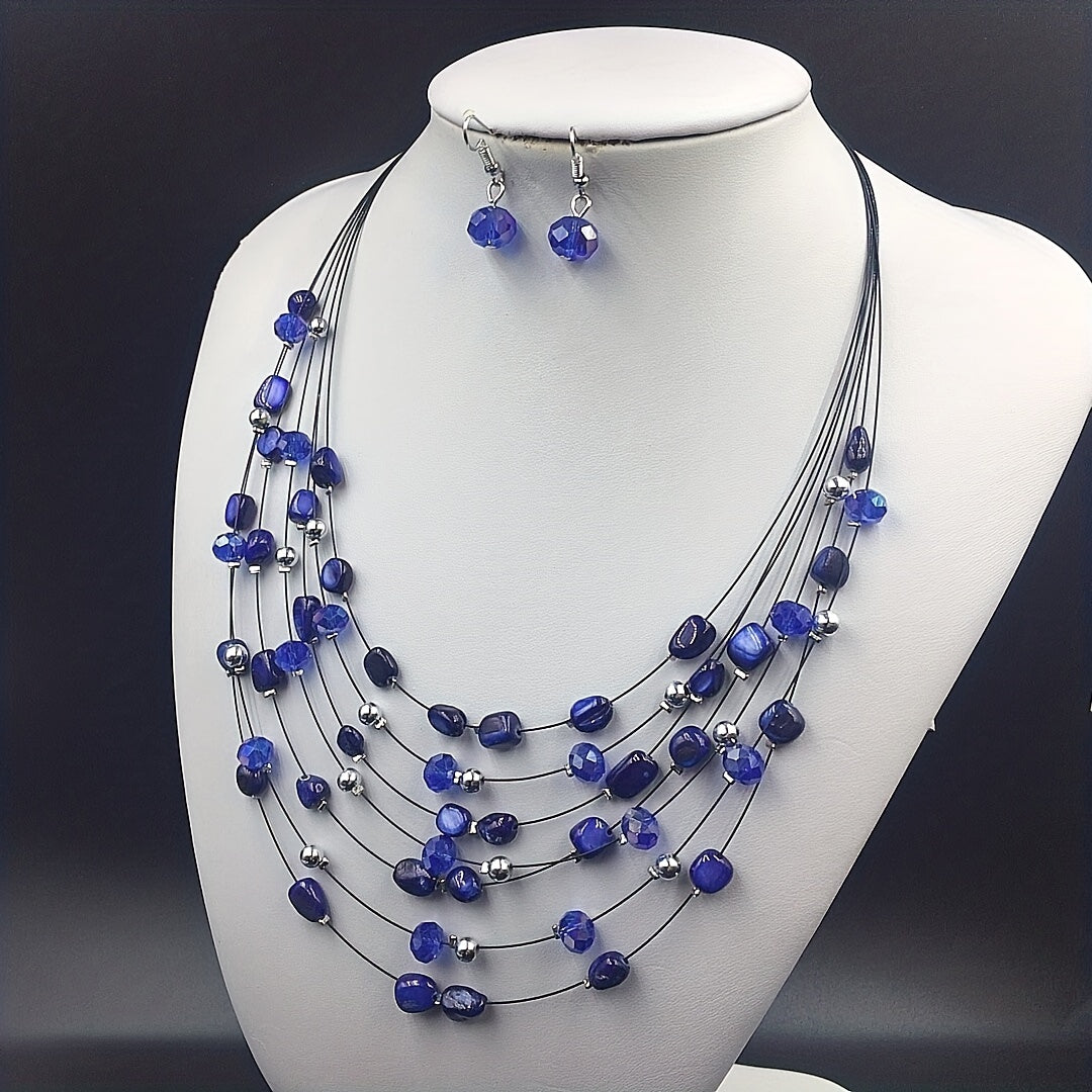 Yozgi uslub uchun rang-barang marjonlar va qobiqli marjonlardan iborat ko'p qatlamli marjon va taqinchoqlar to'plami, partiyalar va bayramlar uchun mukammal. Ayollar uchun o'z kiyimlarini bezatish uchun ajoyib sovg'a.