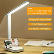 LED Desk Lamp Touch Control USB Powered for Reading Bedside White