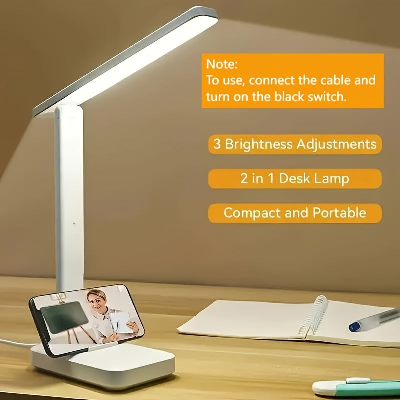 LED Desk Lamp Touch Control USB Powered for Reading Bedside White