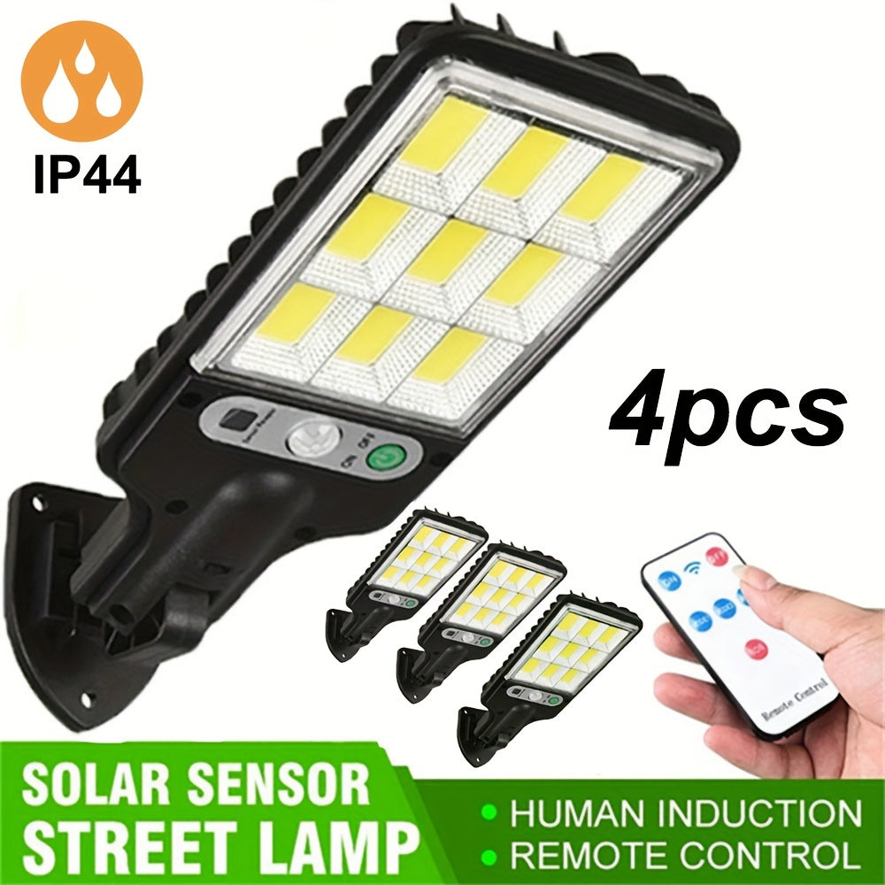 4pcs Solar Motion Sensor Lights with Remote Rechargeable Outdoor Security Pathway Lighting