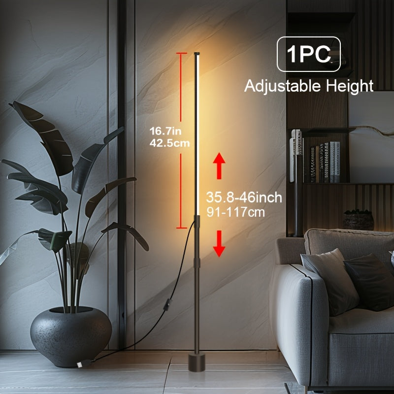 Adjustable Nordic Style LED Corner Floor Lamp with USB Power Black for Living Room Bedroom Gaming Room