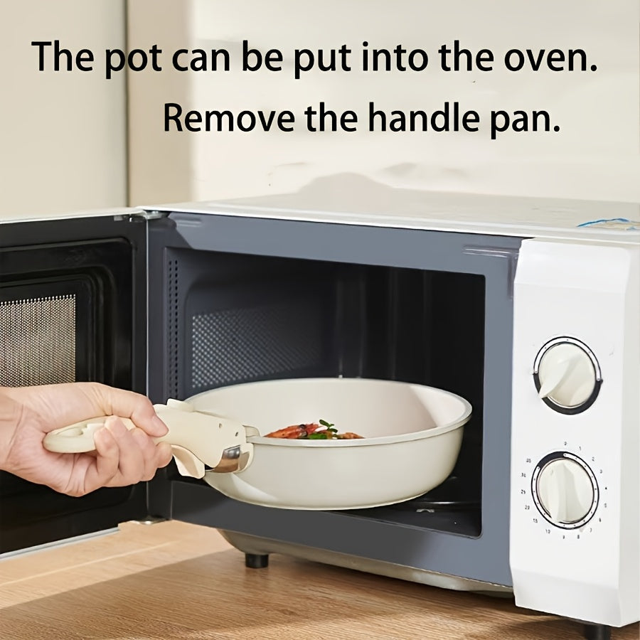 Stackable Cast Iron Cookware Set with Detachable Handles Non-Stick Coating