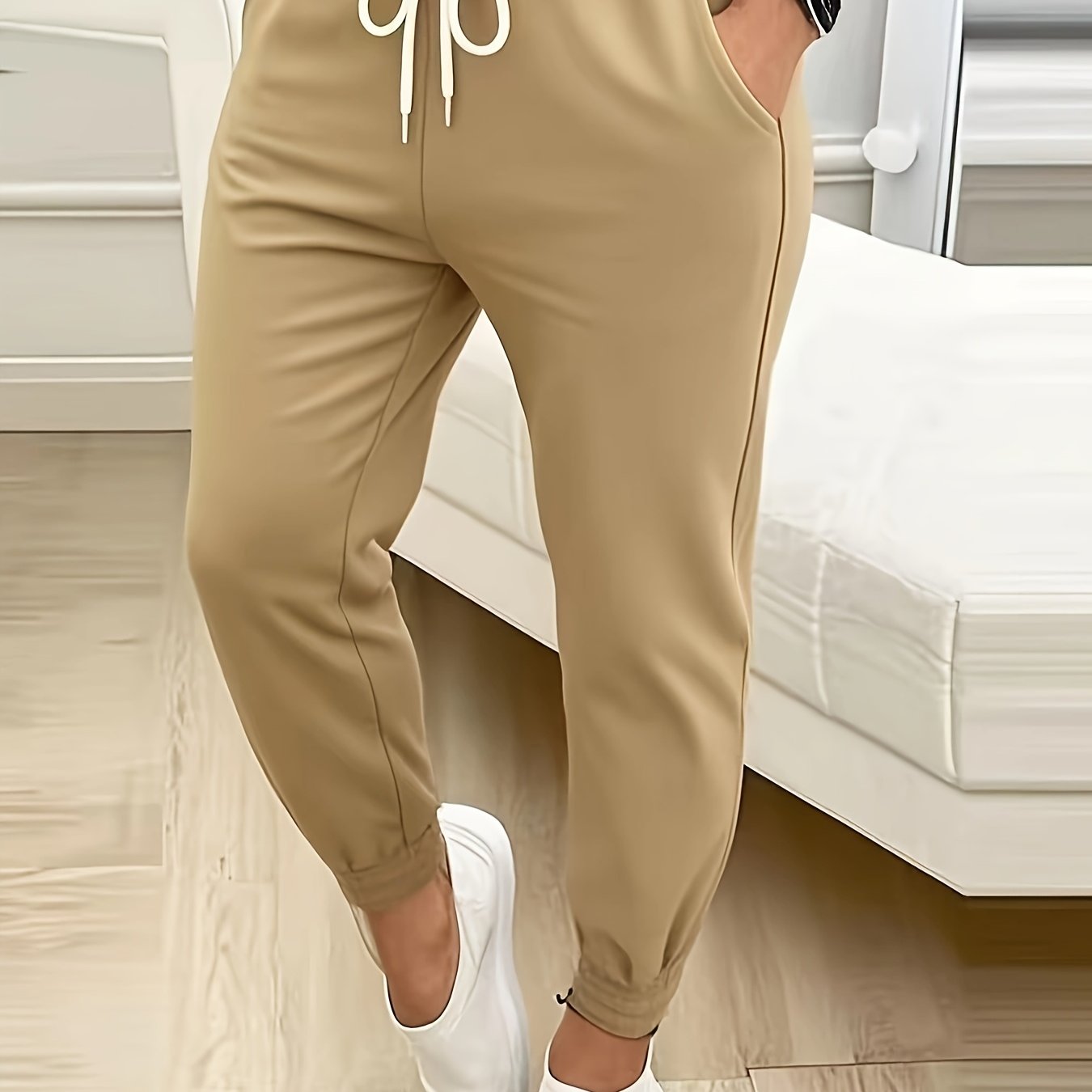 Plus Size Women's Bermuda Capri Pants With Drawstring Waist Black Casual Joggers