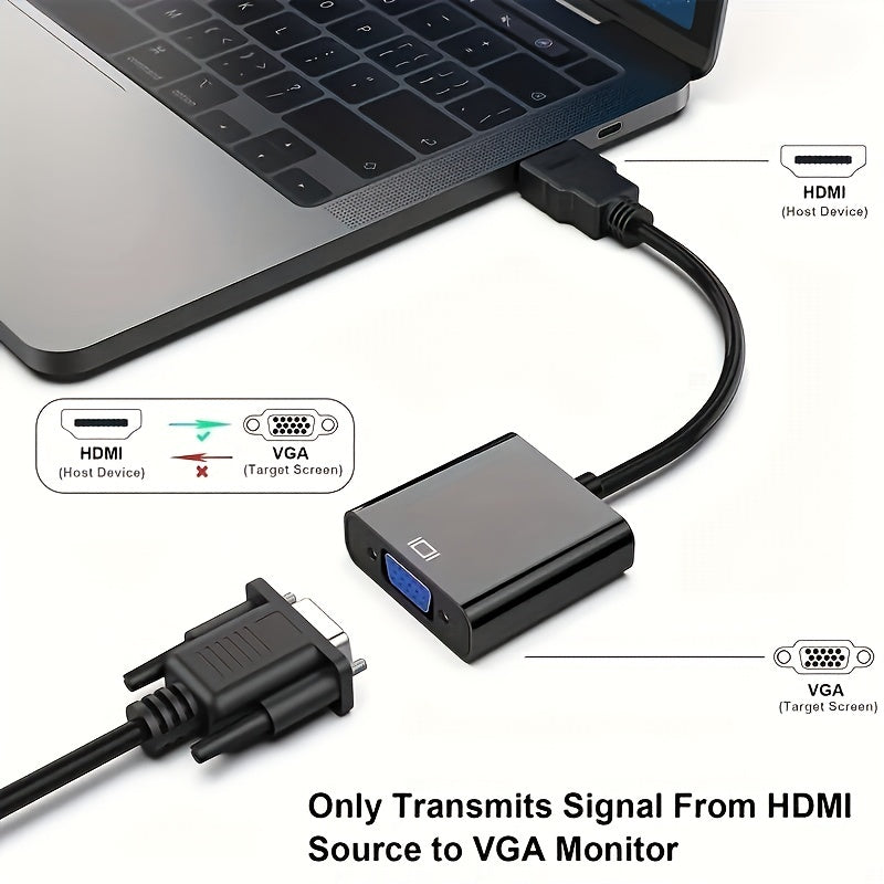 Gold-Plated HDMI to VGA Adapter for Computers Laptops Monitors Projectors HDTVs