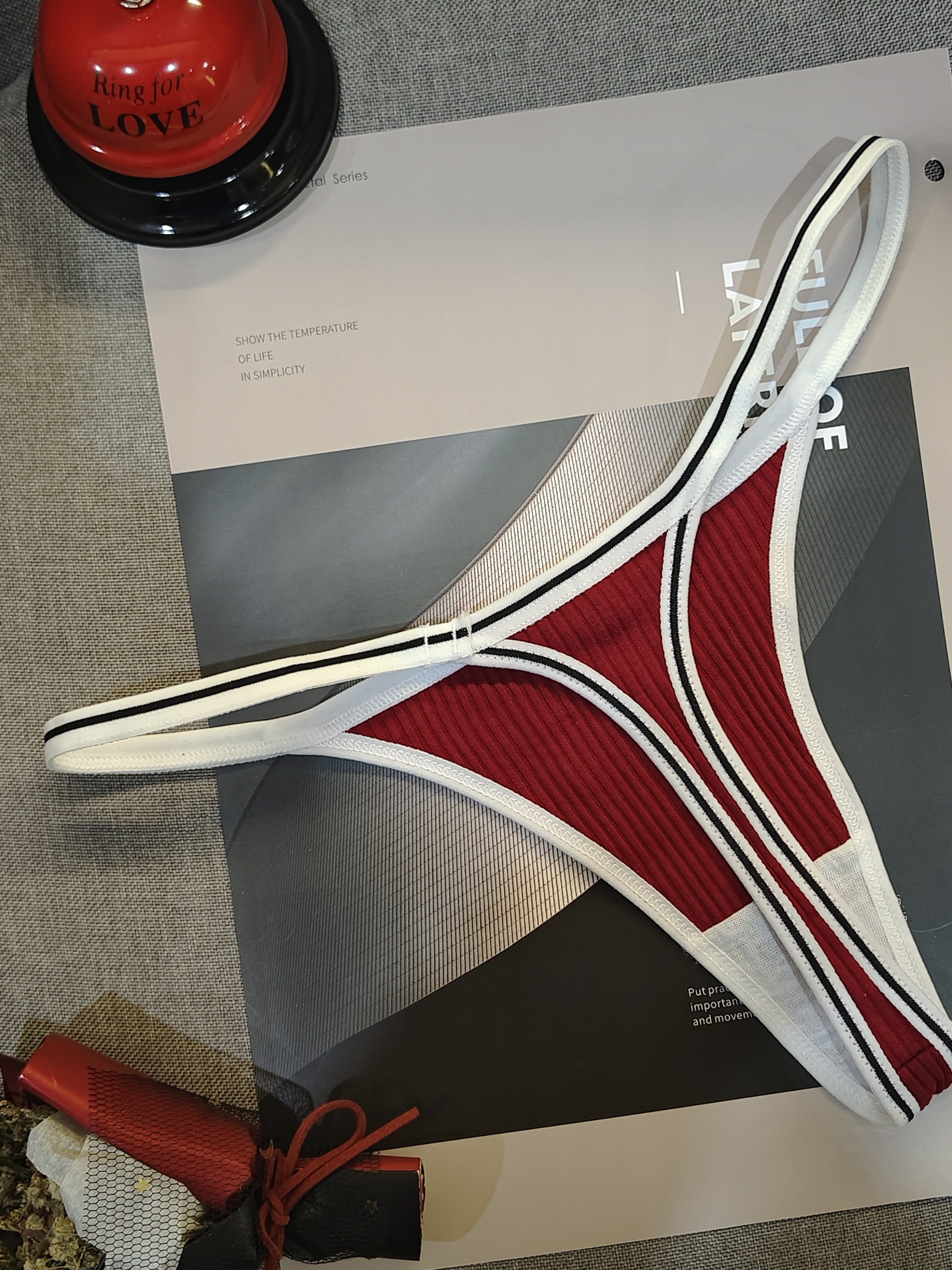 Women's Low Waist Thongs with Colorblock Stripe Print Lingerie