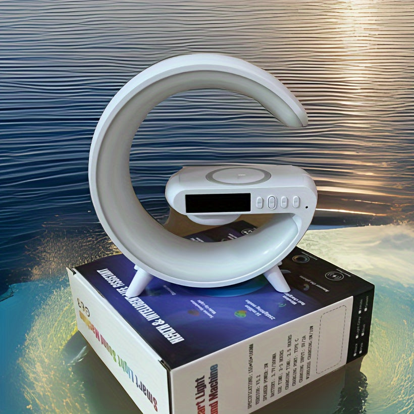 Lámpara de mesa LED inalámbrica con pantalla de hora, alarma y carga inalámbrica para hogar y oficina negro blanco