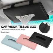 Organizador de caja de pañuelos para visor de sol de cuero PU para interior de coche