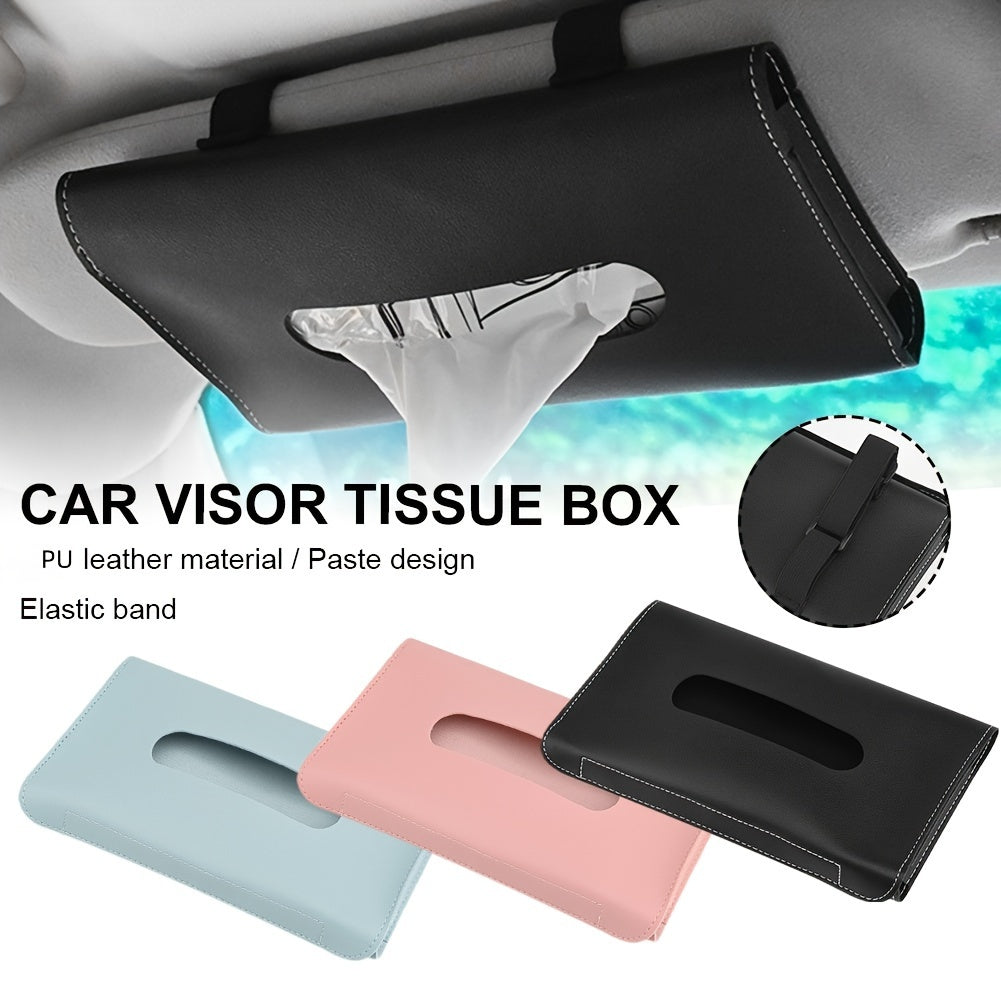 Organizador de caja de pañuelos para visor de sol de cuero PU para interior de coche