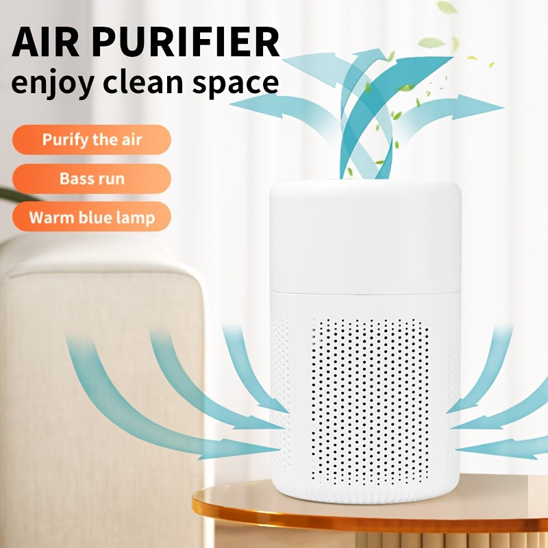 Portable USB Air Purifier with Strong Suction Odor Absorption Quiet Operation No Battery
